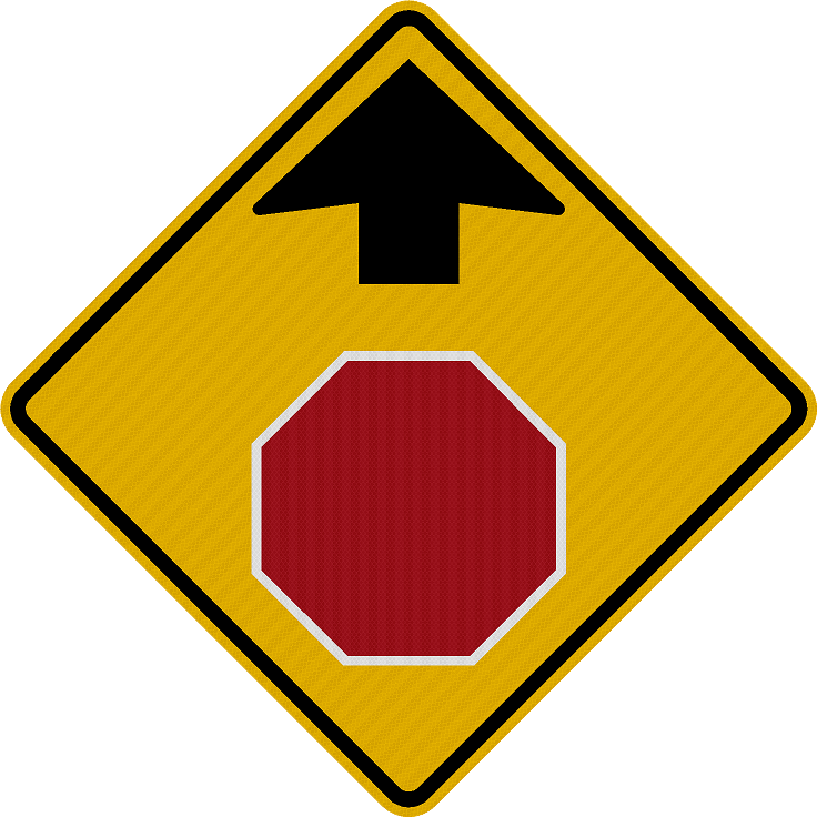 W3-1 Stop Ahead Sign