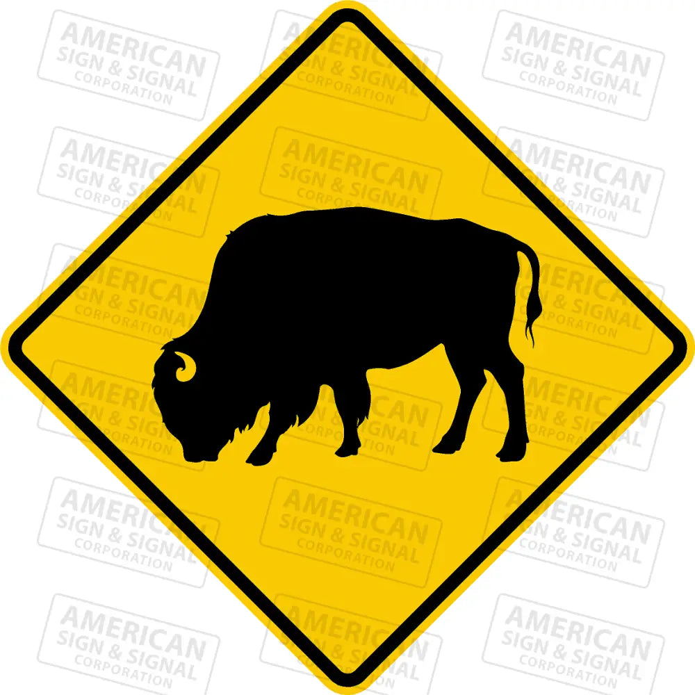 Buffalo Crossing Warning Sign