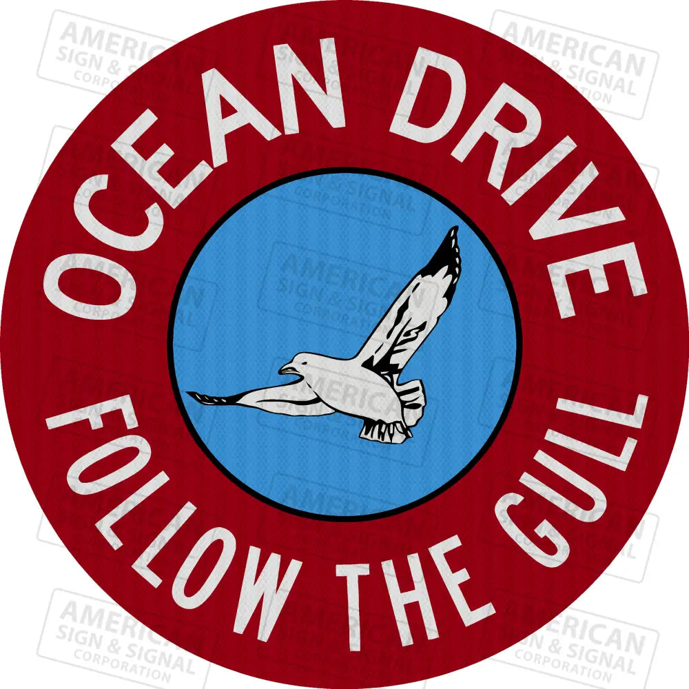 Ocean Drive Follow The Gull New Jersey Sign