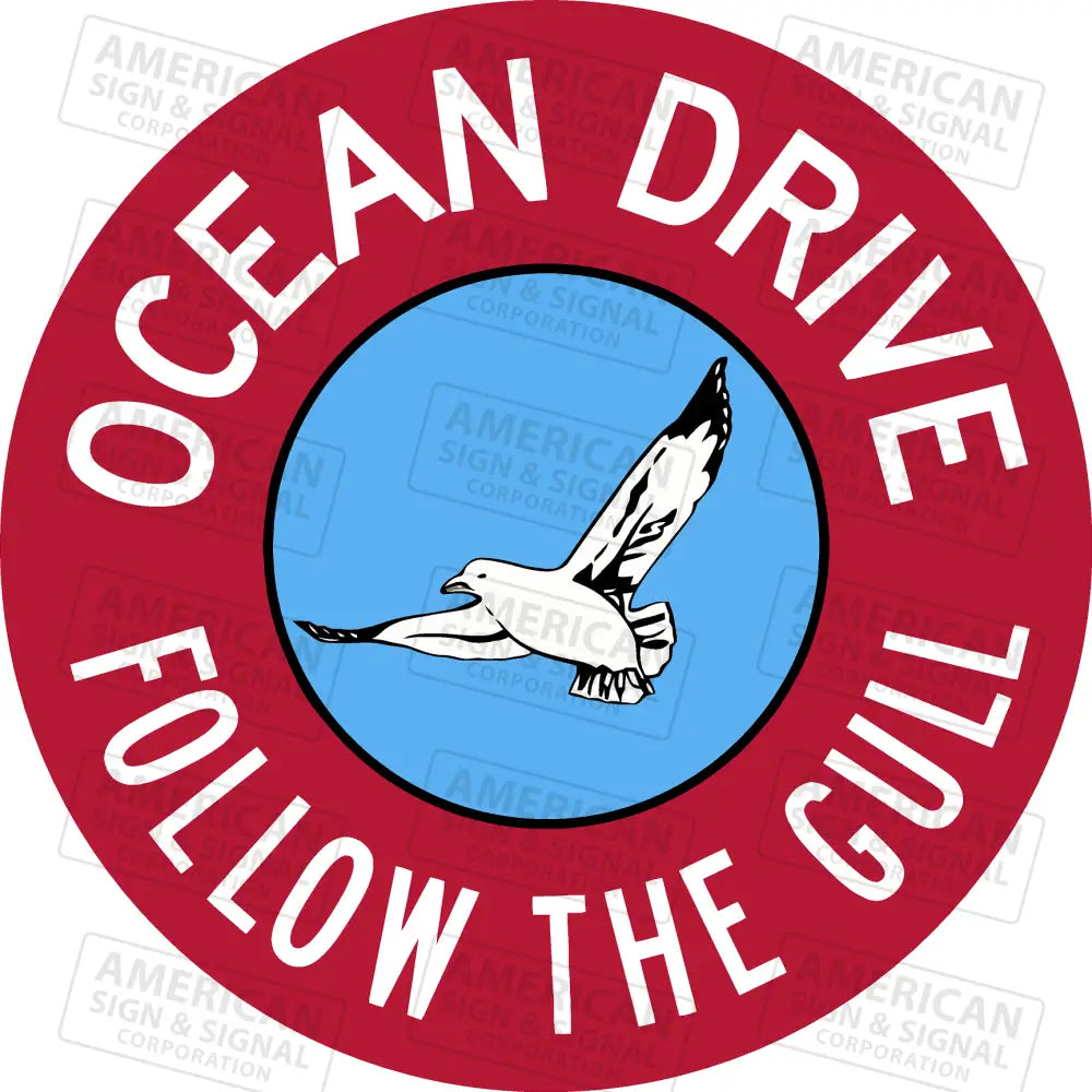 Ocean Drive Follow The Gull New Jersey Sign