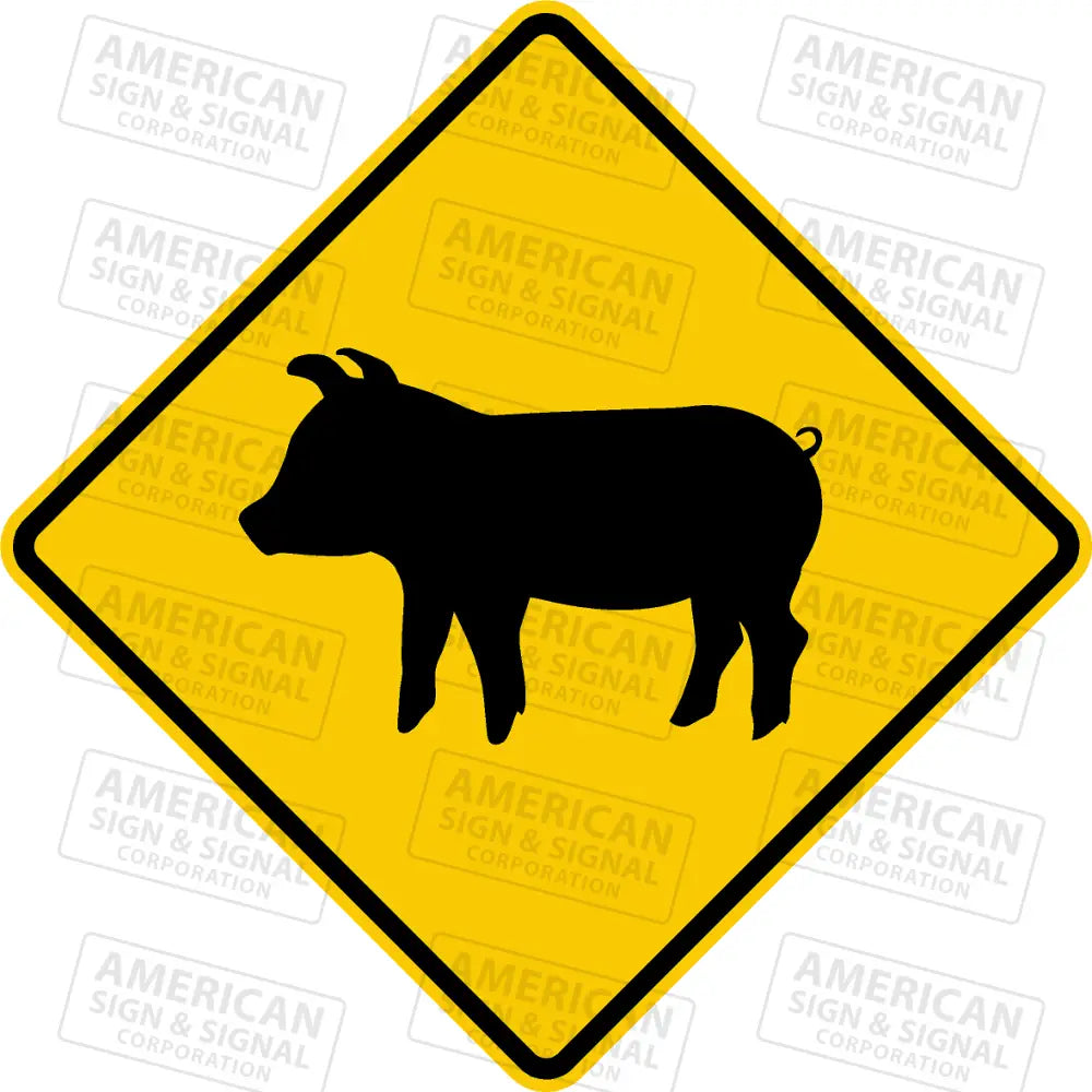 Pig Crossing Warning Sign