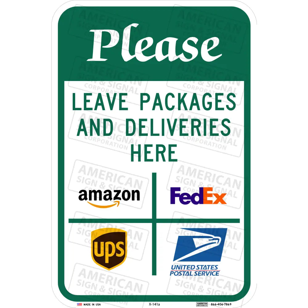 Please Leave Packages Here Sign 12X18 / 3M Hip Design A (Here)