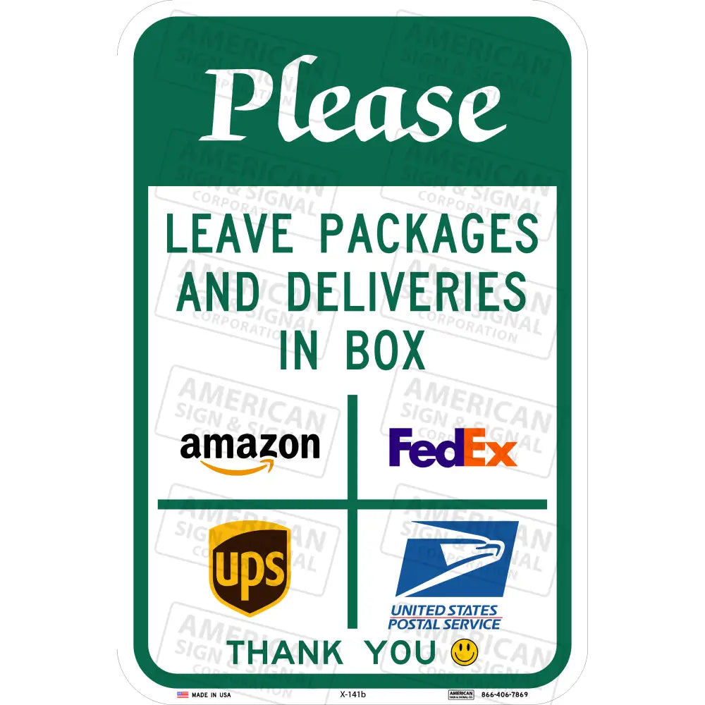 Please Leave Packages Here Sign 12X18 / 3M Hip Design B (In Box)