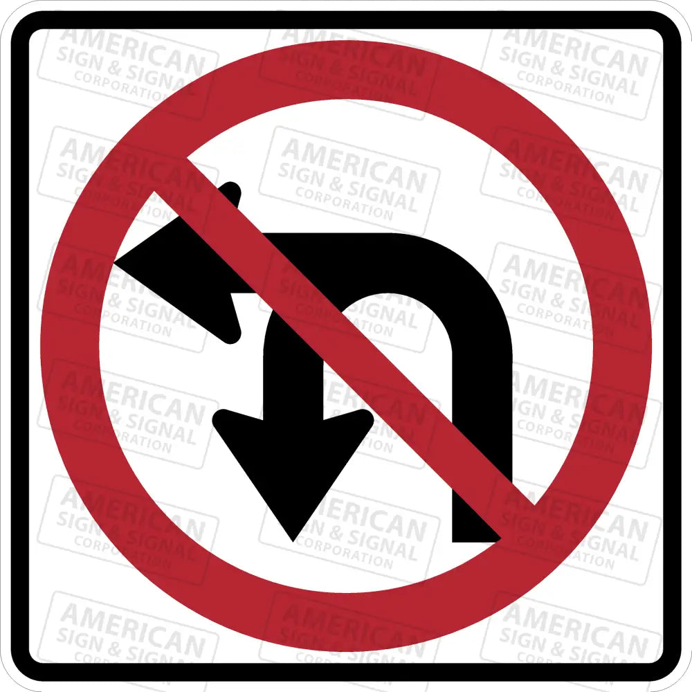 R3-18 No U Turn Or Left Symbol Sign