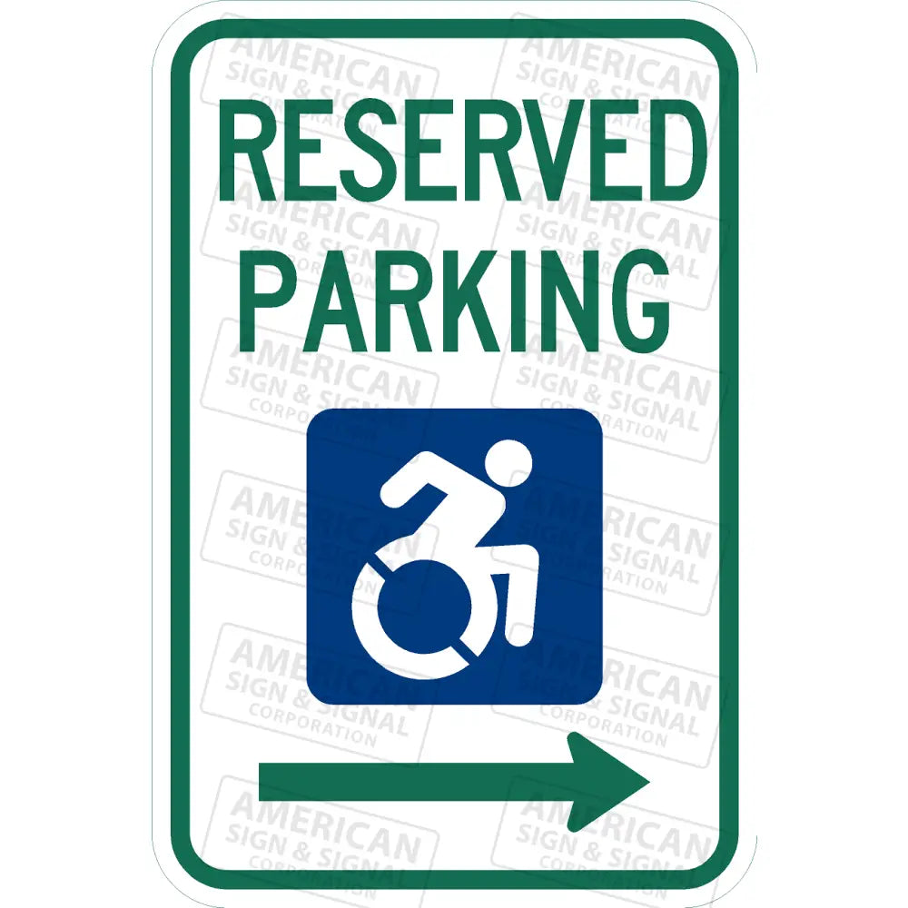 R7-8 Accessible Handicapped Parking Arrow Sign 12X18 / 3M Hip Right