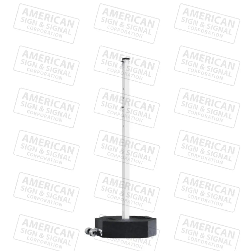 Rubber Base Portable Sign Post 60Lb W/ Wheels / White 60’ Power Post™