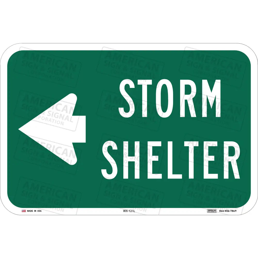 Storm Shelter Directional Sign 18X12 / 3M 3930 Hip Left