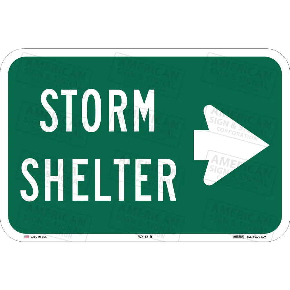 Storm Shelter Directional Sign 18X12 / 3M 3930 Hip Right