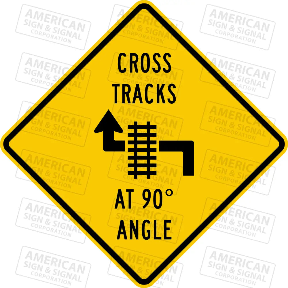 W-250L Cross Tracks At 90 Degree Angle Warning Sign 3M 3930 Hip / Left 24X24