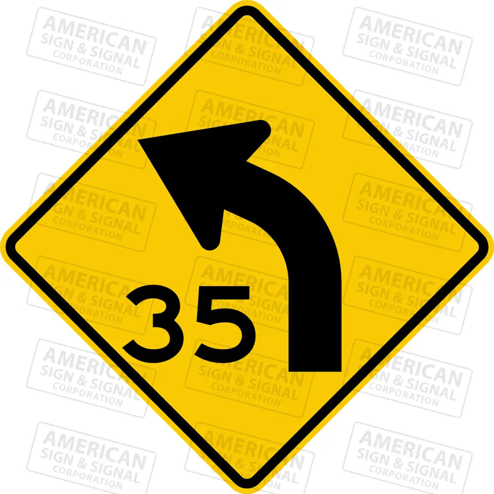 W1-2A Curve With Mph Sign 3M 3930 Hip / Left 24X24