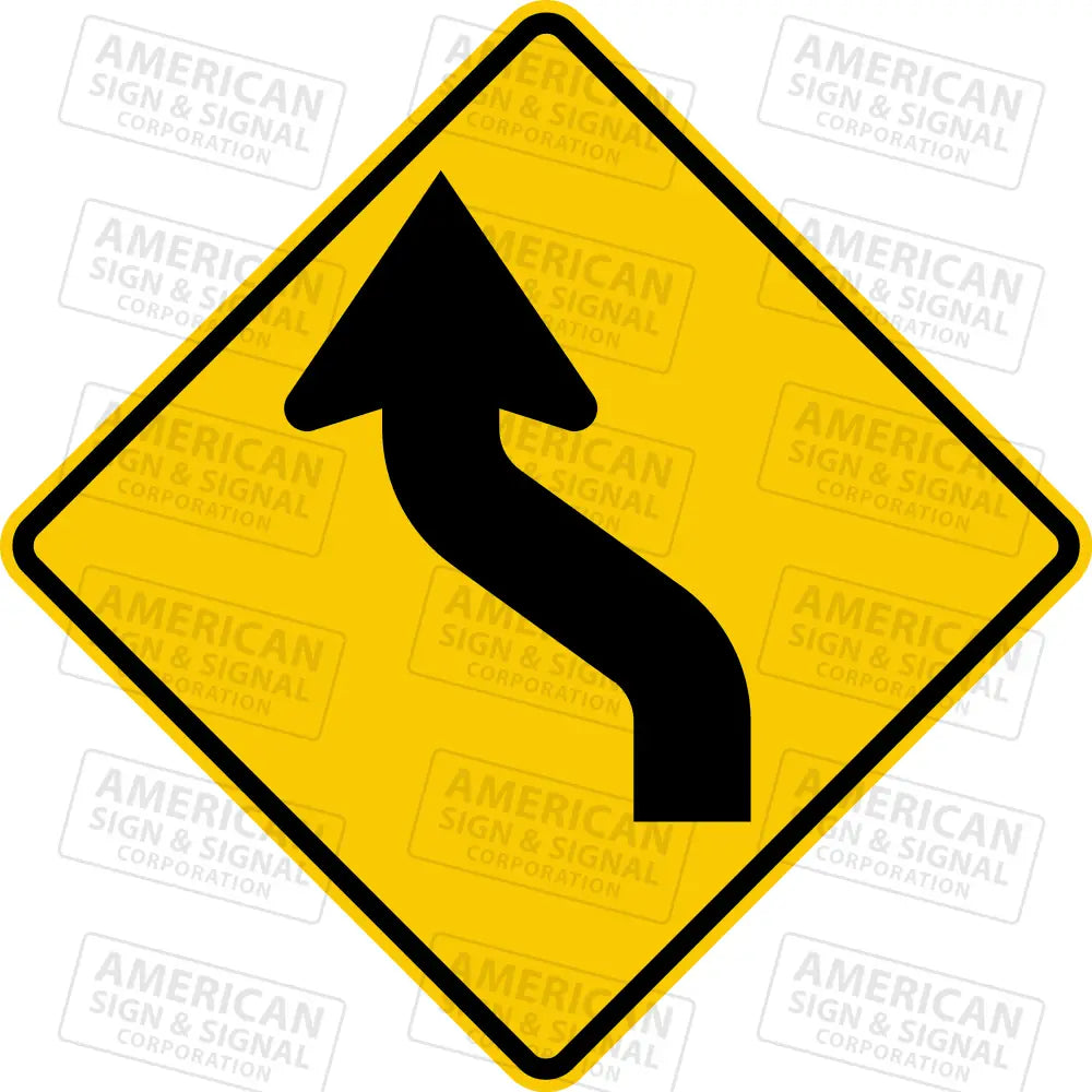 W1-4 Reverse Curve Sign 3M 3930 Hip / Left 24X24