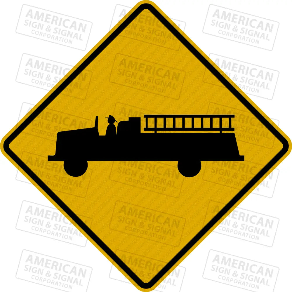 W11-8 Emergency Vehicle Fire Truck Warning Sign 3M 3930 Hip / 24X24