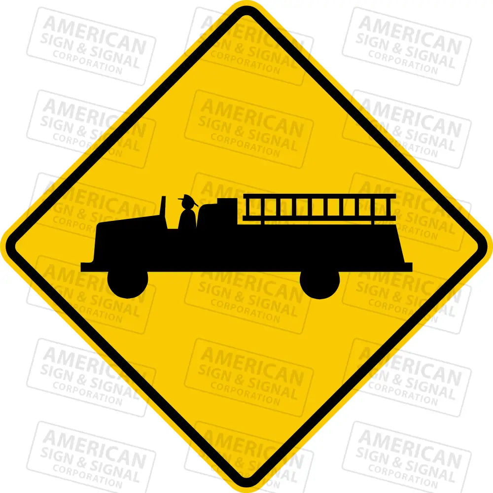 W11-8 Emergency Vehicle Fire Truck Warning Sign 3M Diamond Grade / 24X24